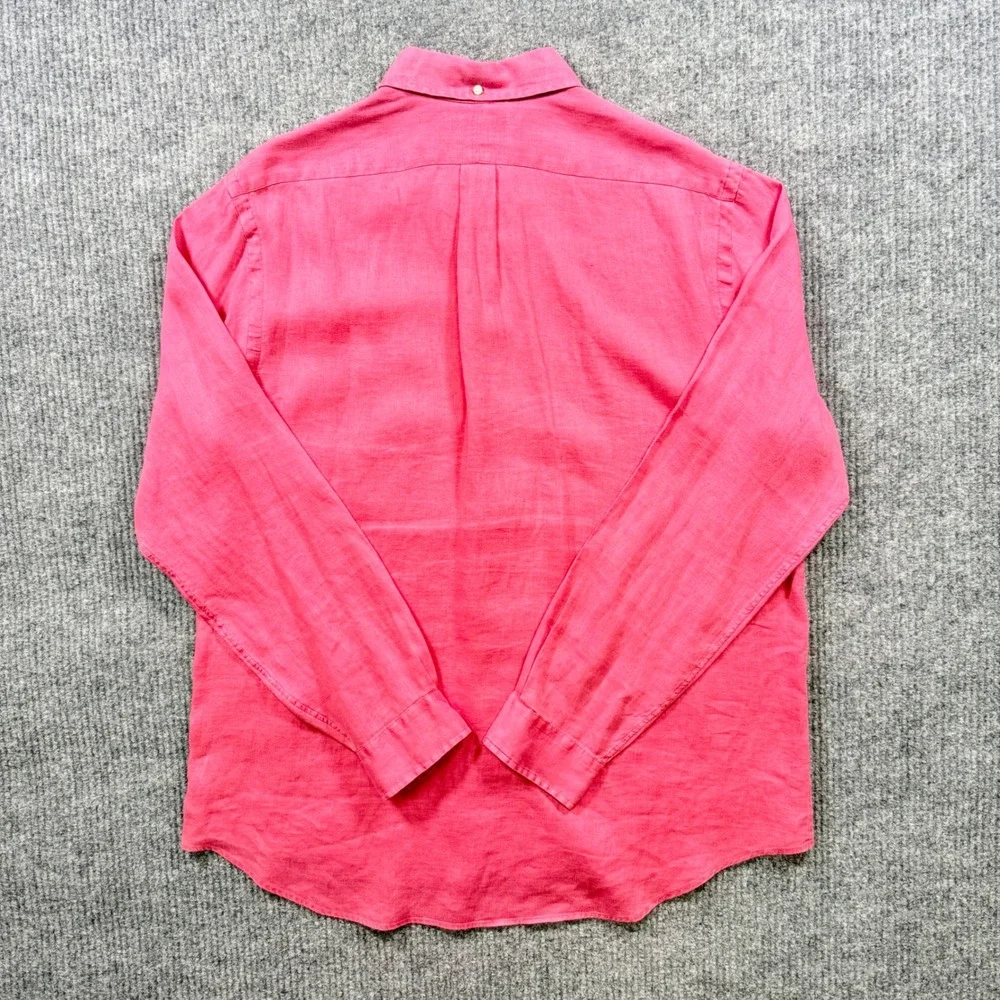 Ralph Lauren Mens XL Classic Fit Pink Linen Button Down Shirt Long Sleeve Pony